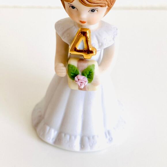 1982 Enesco Growing Up Birthday Girls Figurine - Age 4 - Cake Topper - Picture 5 of 8